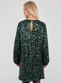 NEO NOIR DRESS EZRA FALL SEQUINS DARK GREEN