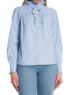 NEO NOIR SHIRT JUSTINE STRIPE LIGHT BLUE