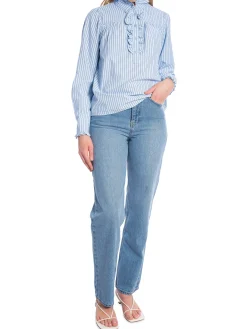 NEO NOIR SHIRT JUSTINE STRIPE LIGHT BLUE