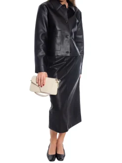 NEO NOIR SKIRT NETTIE FAUX LEATHER BLACK