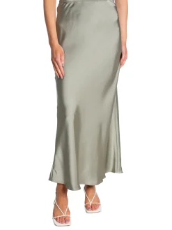 NEO NOIR SKIRT VICKY HEAVY SATEEN SMOKE GREEN