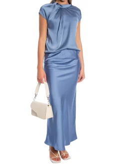 NEO NOIR SKIRT VICKY HEAVY SATEEN SMOKE BLUE