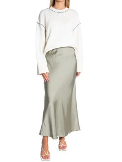 NEO NOIR SKIRT VICKY HEAVY SATEEN SMOKE GREEN