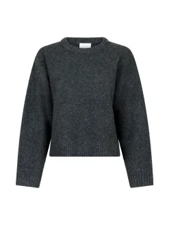 NEO NOIR SWEATER DETRI SOLID KNIT ANTRACIT