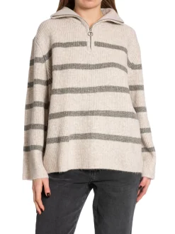 NEO NOIR SWEATER NEVENA STRIPE DARK GREY/ OFF WHITE