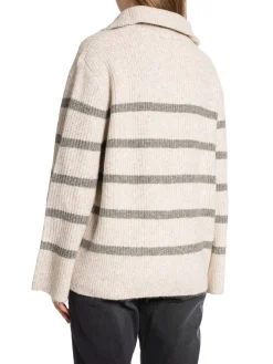 NEO NOIR SWEATER NEVENA STRIPE DARK GREY/ OFF WHITE