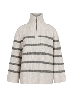 NEO NOIR SWEATER NEVENA STRIPE DARK GREY/ OFF WHITE