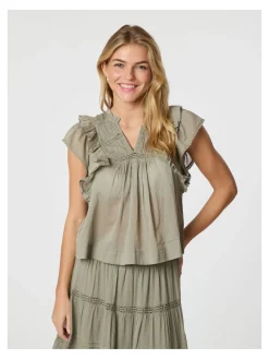 NEO NOIR TOP JAYLA S VOILE SMOKE GREEN