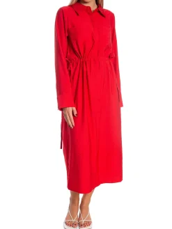 NORR DRESS BAMBO SHIRT DRESS RED