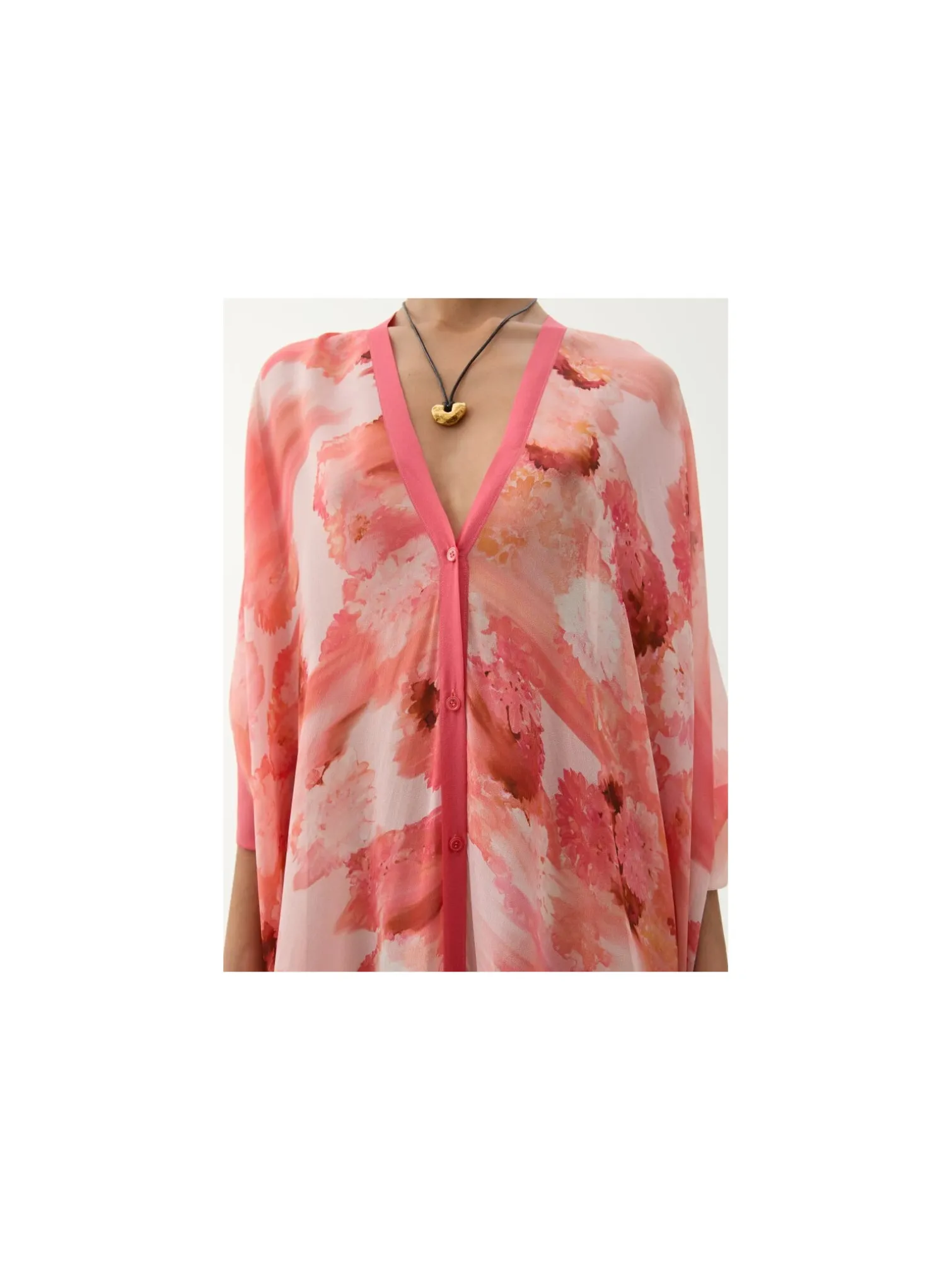 RODEBJER CAFTAN DRESS AGAVE BLURRY FLOWER APRICOT