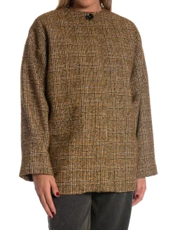 RODEBJER JACKET DORILA CHECK CARAMEL BROWN