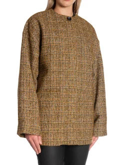 RODEBJER JACKET DORILA CHECK CARAMEL BROWN