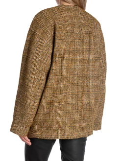 RODEBJER JACKET DORILA CHECK CARAMEL BROWN