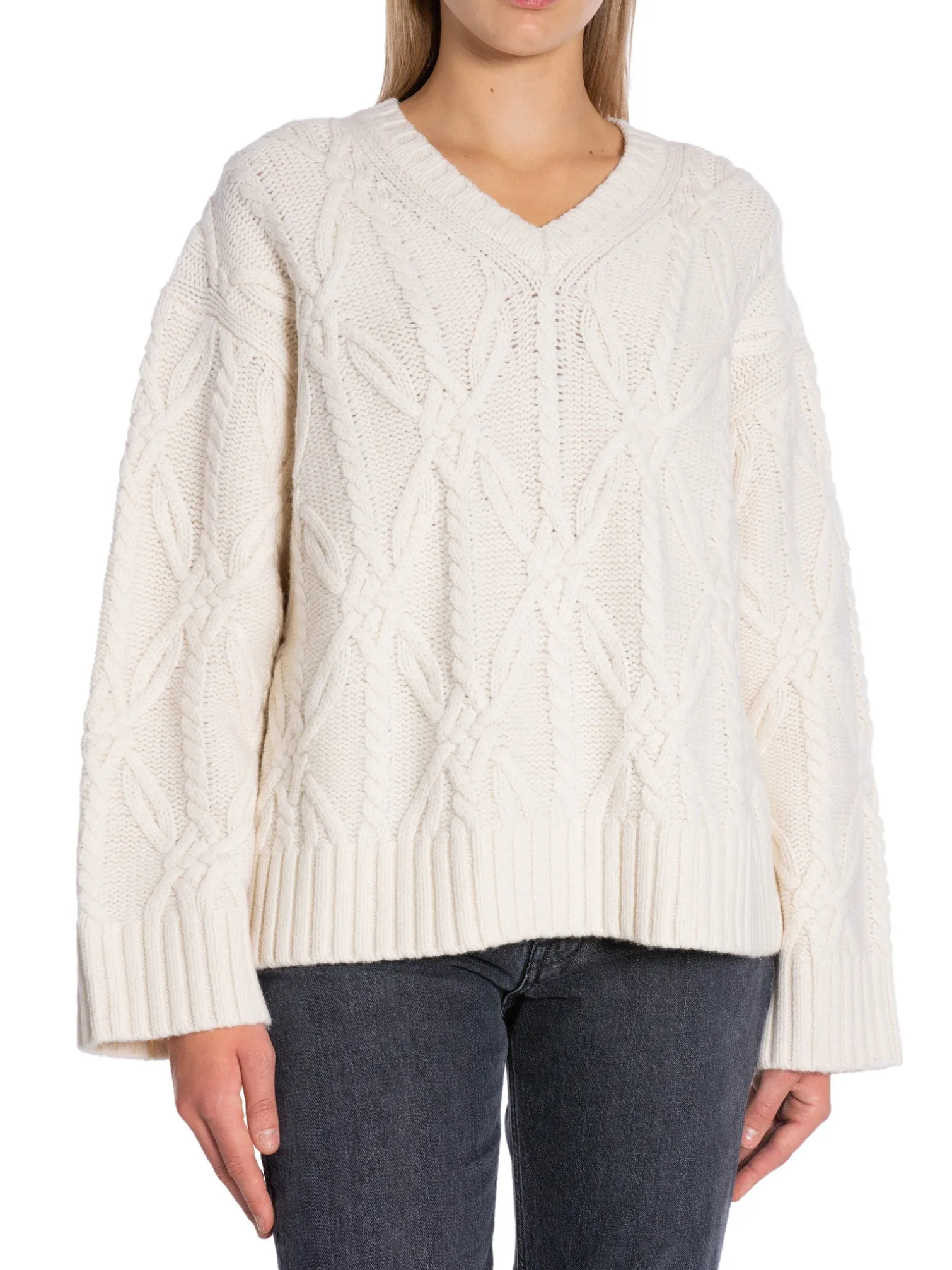 SAMSØE SAMSØE TOP ALINE V NECK CLEAR CREAM