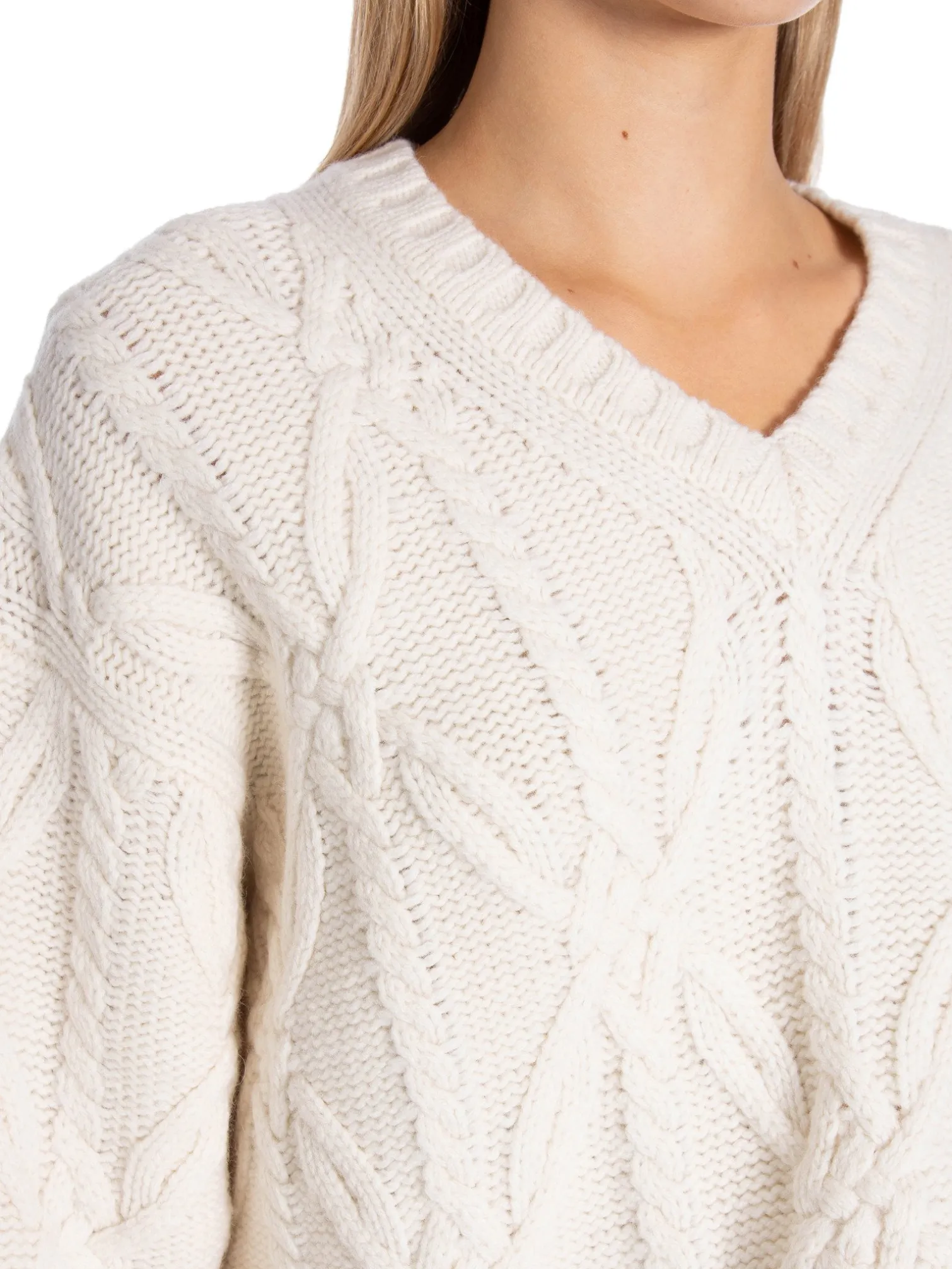 SAMSØE SAMSØE TOP ALINE V NECK CLEAR CREAM