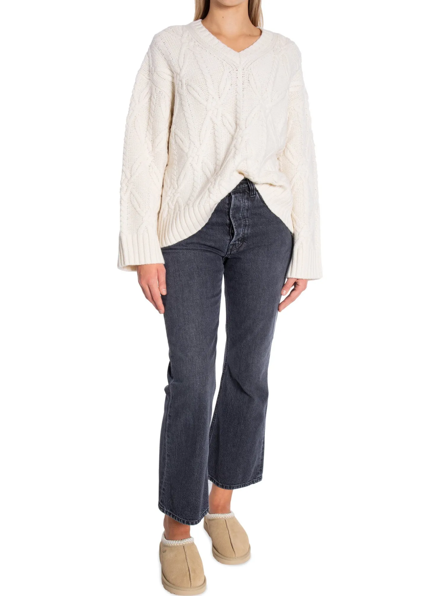 SAMSØE SAMSØE TOP ALINE V NECK CLEAR CREAM