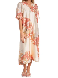 SECOND FEMALE DRESS LUGANA MAXI SPICED CORAL