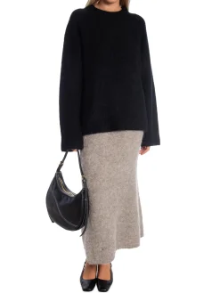 SECOND FEMALE SWEATER BROOKLINE KNIT RAGLAN O-NECK BLACK