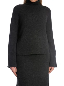 SECOND FEMALE SWEATER NEVA T-NECK DARK GREY MELANGE