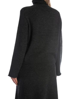 SECOND FEMALE SWEATER NEVA T-NECK DARK GREY MELANGE