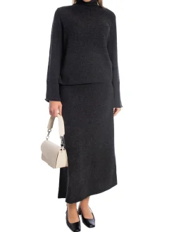 SECOND FEMALE SWEATER NEVA T-NECK DARK GREY MELANGE