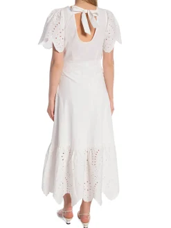 SELECTED FEMME DRESS KELLI ANKLE BRODERI DRESS SNOW WHITE