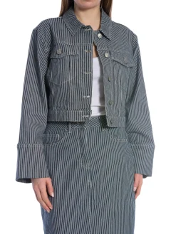 SELECTED FEMME JACKET MYRA STRIPE DEN/STRIPE