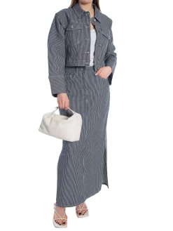 SELECTED FEMME JACKET MYRA STRIPE DEN/STRIPE