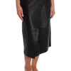 SELECTED FEMME SKIRT AMALIA MW WRAP LEATHER BLACK