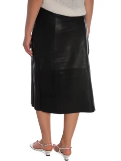 SELECTED FEMME SKIRT AMALIA MW WRAP LEATHER BLACK