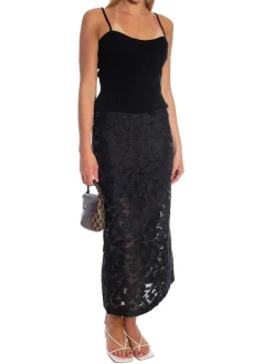 SELECTED FEMME SKIRT PANDORA HW ANKLE SLIT BLACK