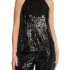 SELECTED FEMME TOP ALAIA HALTERNECK SEQUINS BLACK