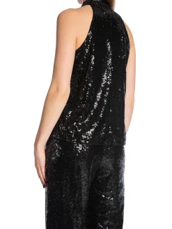 SELECTED FEMME TOP ALAIA HALTERNECK SEQUINS BLACK