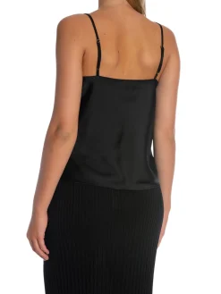 SELECTED FEMME TOP ALENA LACE TRIM STRAP BLACK