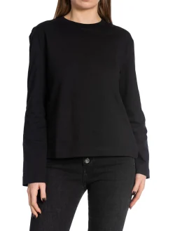 SELECTED FEMME TOP ESSENTIAL LS BOXY TEE BLACK