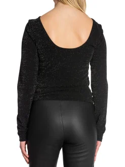 SELECTED FEMME TOP FRUE LS SCOOP BACK TOP BLACK