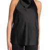 SELECTED FEMME TOP RENATA HALTERNECK SATIN BLACK