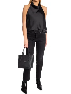 SELECTED FEMME TOP RENATA HALTERNECK SATIN BLACK