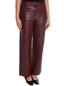 SELECTED FEMME TROUSERS FAYE LEATHER ZINFANDEL