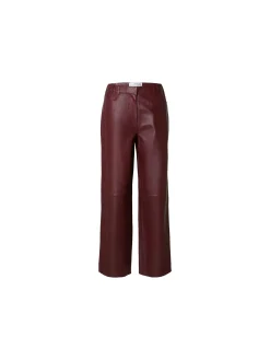 SELECTED FEMME TROUSERS FAYE LEATHER ZINFANDEL