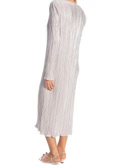 SOFT REBELS DRESS NEVAEH BOAT-NECK SILVER PLISSÉ