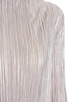 SOFT REBELS DRESS NEVAEH BOAT-NECK SILVER PLISSÉ