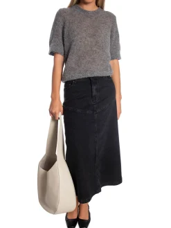 SOFT REBELS SKIRT JENNIE DENIM MIDI BLACK