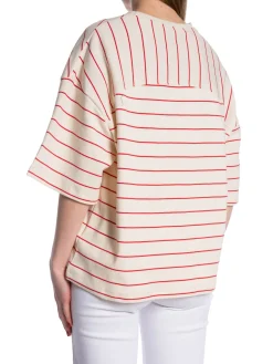 SOFT REBELS TOP SRELORA HELLA T-SHIRT GOTS ARCTIC WOLF RACING RED STRIPES