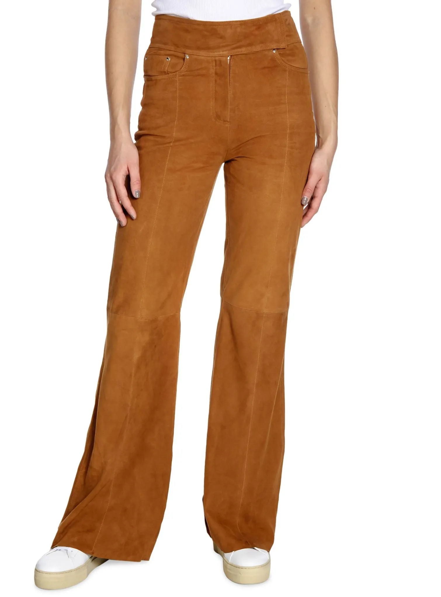 STAND SUEDE TROUSERS ENYA TAN