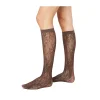 SWEDISH STOCKINGS KNEE-HIGHS ROSA LACE DARK BROWN