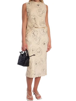 VCALVIN KLEIN SKIRT RECYCLED MIDI SKIRT FLORAL/WOOD ASH