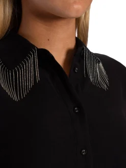 Y.A.S SHIRT YASFRIMA FRINGE LS BLACK