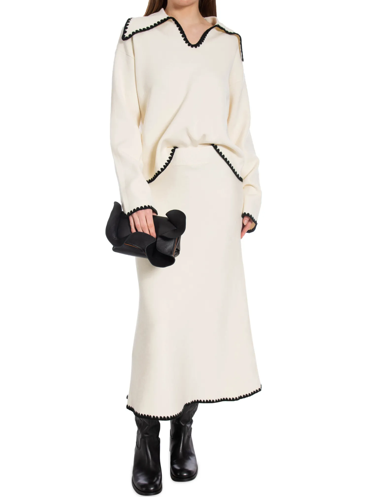 YAS SKIRT STITCH MIDI KNIT SKIRT BIRCH