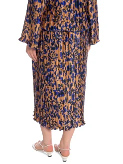 Y.A.S SKIRT YASSWIRL HW PLEATED MIDI MOCHA MOUSSE SWIRL PRINT